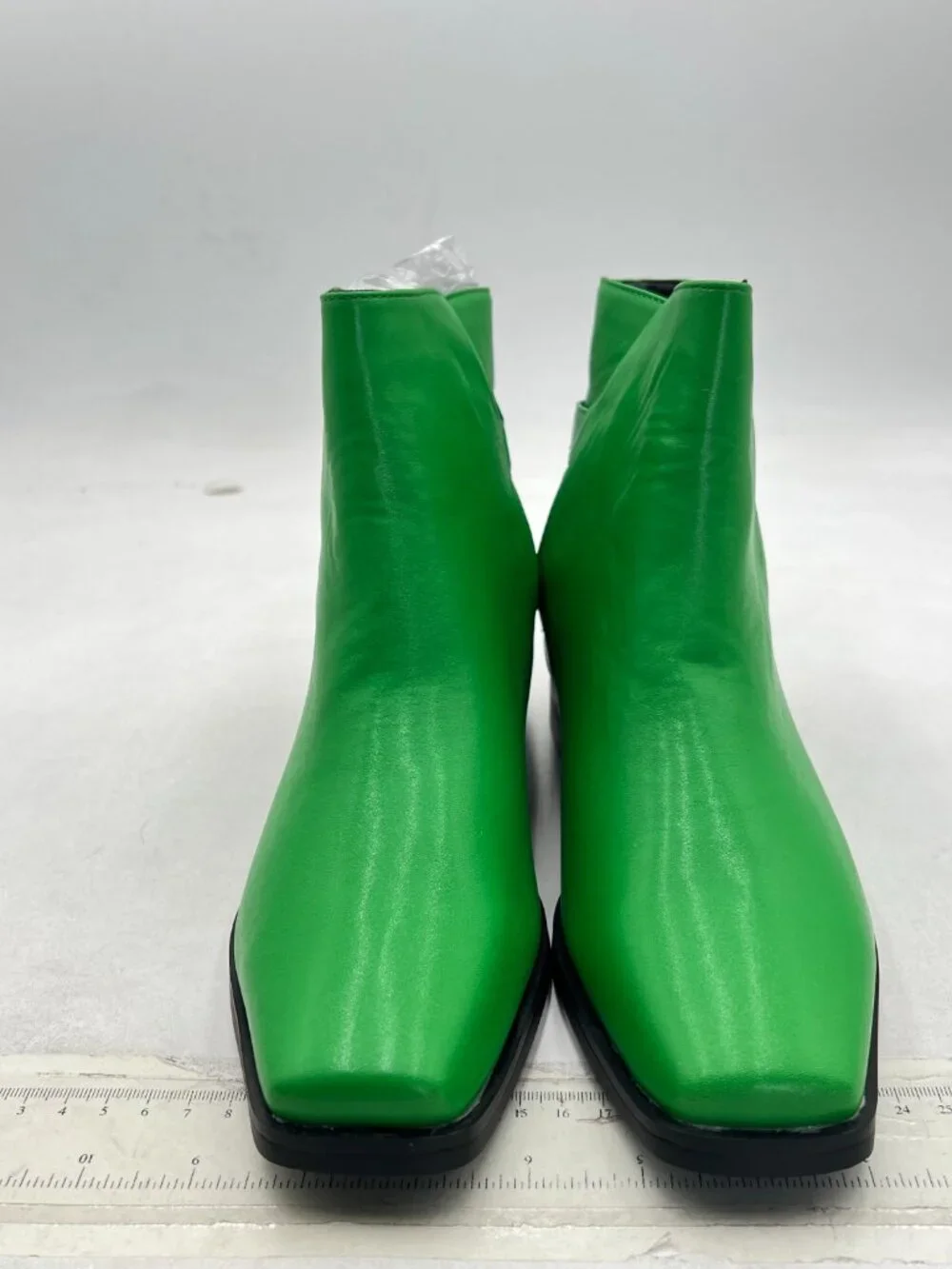 Green Low Heel Back Strap Buckle Ankle Boots Square Toe Ladies Casual Daily Boot
